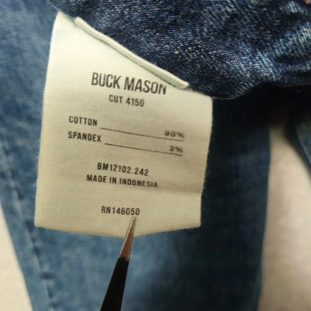 Buck Mason Jeans Double Dipped Straight Leg Mens 28x25 Button Fly Medium Wash* - Picture 4 of 10